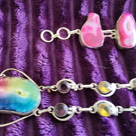 Sterling Silver with genuine rough and polished stones - Rainbow 🌈 inspired ✨️ - Picture 3 of 4